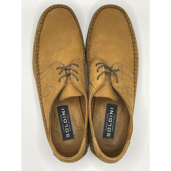 Soldini‎ Mens Lace Up Leather Shoes Brown Size 10 Moccasins main image 6